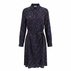 Parker Black Multicolor Floral Belted Shirt Dress Size L